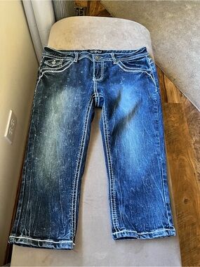 YMI Indigo Capris Jeans with White Contrast Stitching